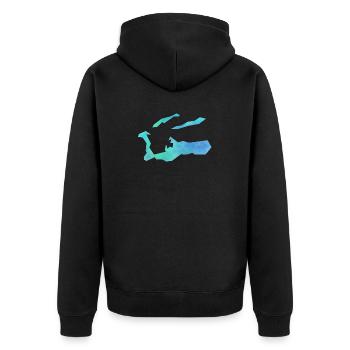 Cayman Islands - Unisex Premium Organic Zip Hoodie - black - Back - Nico (187cm)