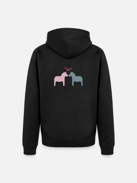 Dala hästpar hjärtan älskar alla hjärtans dag Skandi - Ekologisk premiumluvjack unisex - svart