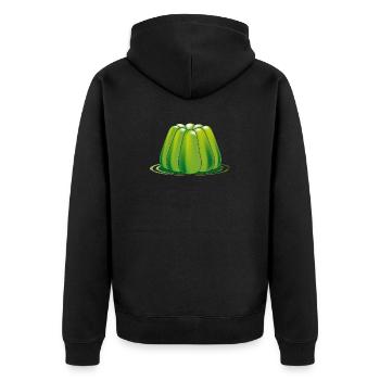 grünes Götterspeisen Gelee Dessert - Unisex Premium Bio Zip Hoodie - Schwarz - Hinten - Nico (187cm)