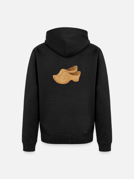Deux chaussures en bois hollandaises également appelées sabots - Veste à capuche bio Premium Unisexe - noir