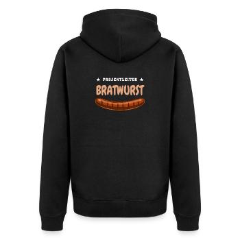 Projektleiter Bratwurst - Grill Fan Grillen Wurst - Unisex Premium Bio Zip Hoodie - Schwarz - Hinten - Nico (187cm)