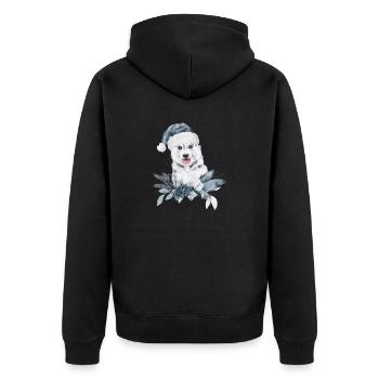 Huskybaby Portrait mit Santa Hat - Unisex Premium Bio Zip Hoodie - Schwarz - Hinten - Nico (187cm)