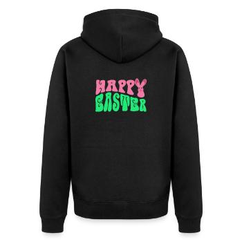 Frohe Ostern - Happy Easter - Unisex Premium Bio Zip Hoodie - Schwarz - Hinten - Nico (187cm)