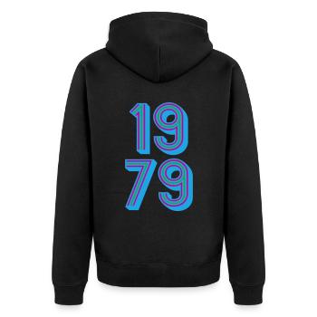 1979 Year of birth | Colors changeable - Unisex Premium Organic Zip Hoodie - black - Back - Nico (187cm)