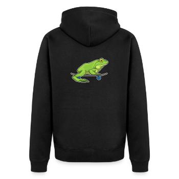Frog Skater Skateboard Sport - Unisex Premium Organic Zip Hoodie - black - Back - Nico (187cm)