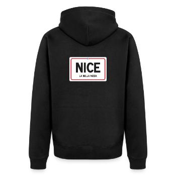Nice place name sign - Unisex Premium Organic Zip Hoodie - black - Back - Nico (187cm)
