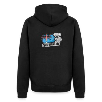 Australia Koala Comic Bear Nature Animal Logo Cartoon - Unisex Premium Organic Zip Hoodie - black - Back - Nico (187cm)