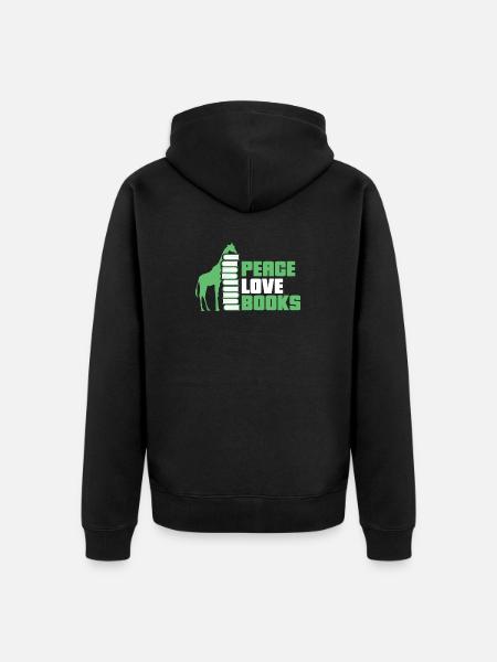 Reading Books Book Giraffe - Unisex Premium Organic Zip Hoodie - black