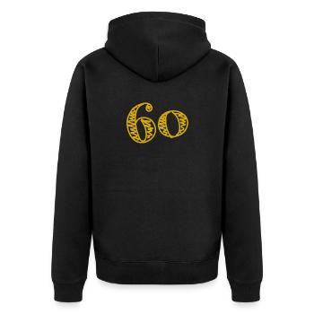 60. 60 YEARS. 60th ANNIVERSARY. 60TH BIRTHDAY. - Unisex Premium Organic Zip Hoodie - black - Back - Nico (187cm)