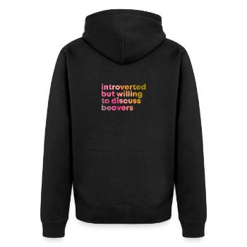 Beaver - Unisex Premium Organic Zip Hoodie - black - Back - Nico (187cm)