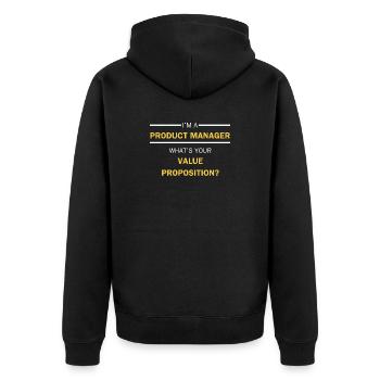 Product Manager Value Proposition - Unisex Premium Organic Zip Hoodie - black - Back - Nico (187cm)
