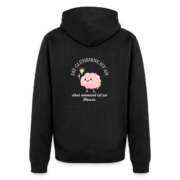 Dummer Spruch Dumm gelaufen, wie immer Gehirn - Unisex Premium Bio Zip Hoodie - Schwarz - Hinten - Nico (187cm)