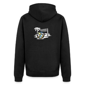 Volleyball am Strand - Beachvolleyball Symbol - Unisex Premium Bio Zip Hoodie - Schwarz - Hinten - Nico (187cm)