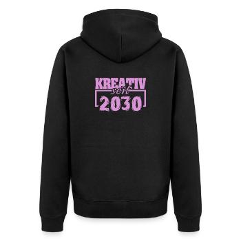 2030 - Unisex Premium Bio Zip Hoodie - Schwarz - Hinten - Nico (187cm)