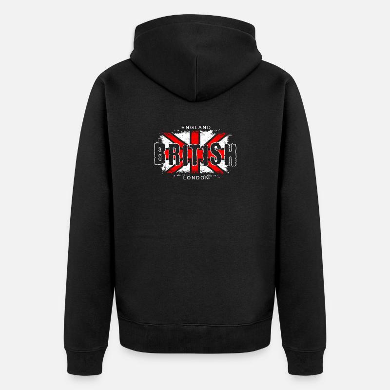Drapeau anglais avec croix et texte - Veste à capuche bio Premium Unisexe - noir