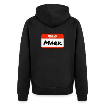 Hello My Name Is Mark Label Name Tag - Unisex Premium Organic Zip Hoodie - black - Back - Nico (187cm)