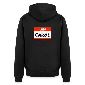 Bonjour mon nom est Carol Étiquette Étiquette - Veste à capuche bio Premium Unisexe - noir - Dos - Nico (187cm)