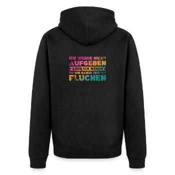 Keep going - Gym, Cycling, Jogging, Yoga, Hiking - Unisex Premium Organic Zip Hoodie - black - Back - Nico (187cm)