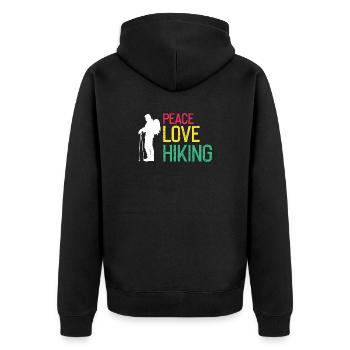 Peaceful Hiking Life Nature Trail Explorer Fan - Unisex Premium Bio Zip Hoodie - Schwarz - Hinten - Nico (187cm)