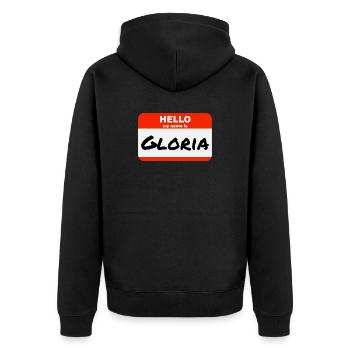 Hello My Name Is Gloria Etikett Namensschild - Unisex Premium Bio Zip Hoodie - Schwarz - Hinten - Nico (187cm)