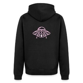 UFO Neon Pink Lightning Party Techno Vector - Veste à capuche bio Premium Unisexe - noir - Dos - Nico (187cm)