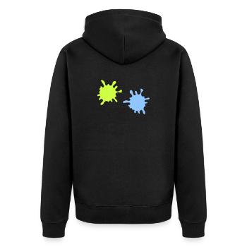 Neon Splash Splatter - Unisex Premium Organic Zip Hoodie - black - Back - Nico (187cm)