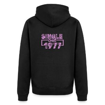 1977 - Unisex Premium Bio Zip Hoodie - Schwarz - Hinten - Nico (187cm)