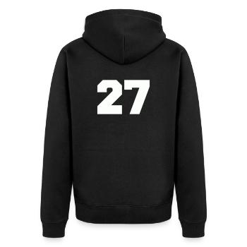 Number 27 - Unisex Premium Organic Zip Hoodie - black - Back - Nico (187cm)