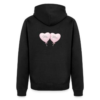 Mr Mrs Herzballon Paar Motiv - Unisex Premium Bio Zip Hoodie - Schwarz - Hinten - Nico (187cm)