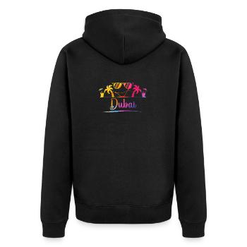 Dubai Palmen Sommer Sonnenbrille Design - Unisex Premium Bio Zip Hoodie - Schwarz - Hinten - Nico (187cm)