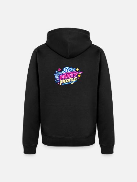 80s Party People Neon Retro - Unisex Premium Organic Zip Hoodie - black