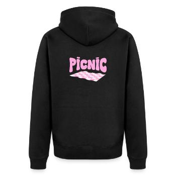 Picnic pastel damier rose - Veste à capuche bio Premium Unisexe - noir - Dos - Nico (187cm)