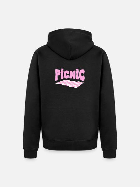 Pink checkerboard pastel picnic - Unisex Premium Organic Zip Hoodie - black