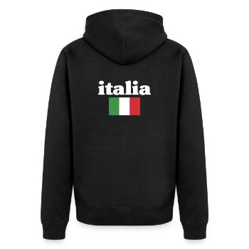 Italien Geschenkidee Italienische Flagge - Unisex Premium Bio Zip Hoodie - Schwarz - Hinten - Nico (187cm)