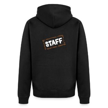 staff - Unisex Premium Bio Zip Hoodie - Schwarz - Hinten - Nico (187cm)