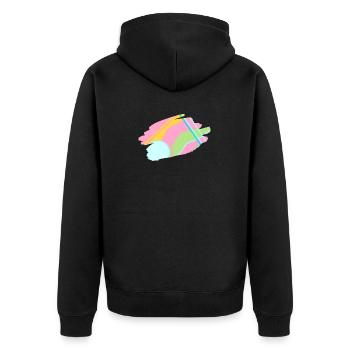 Pastell Abstrakt Design - Unisex Premium Bio Zip Hoodie - Schwarz - Hinten - Nico (187cm)
