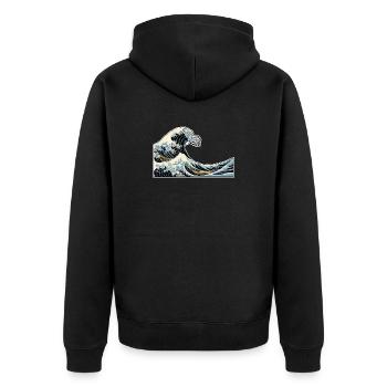The Wave | The Wave | Katsushika Hokusai - Unisex Premium Organic Zip Hoodie - black - Back - Nico (187cm)
