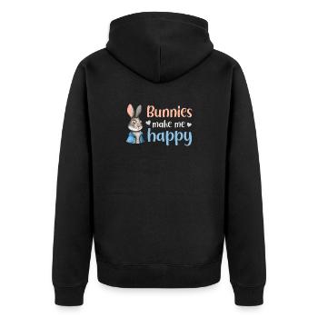 Rabbit Rabbit - Unisex Premium Organic Zip Hoodie - black - Back - Nico (187cm)