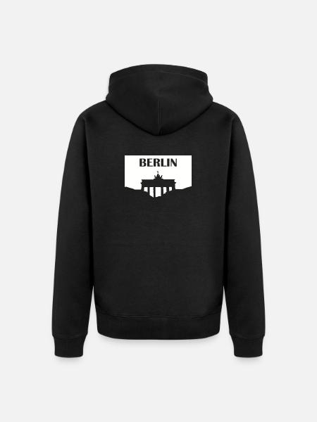 Berlin Brandenburg Gate white - Unisex Premium Organic Zip Hoodie - black