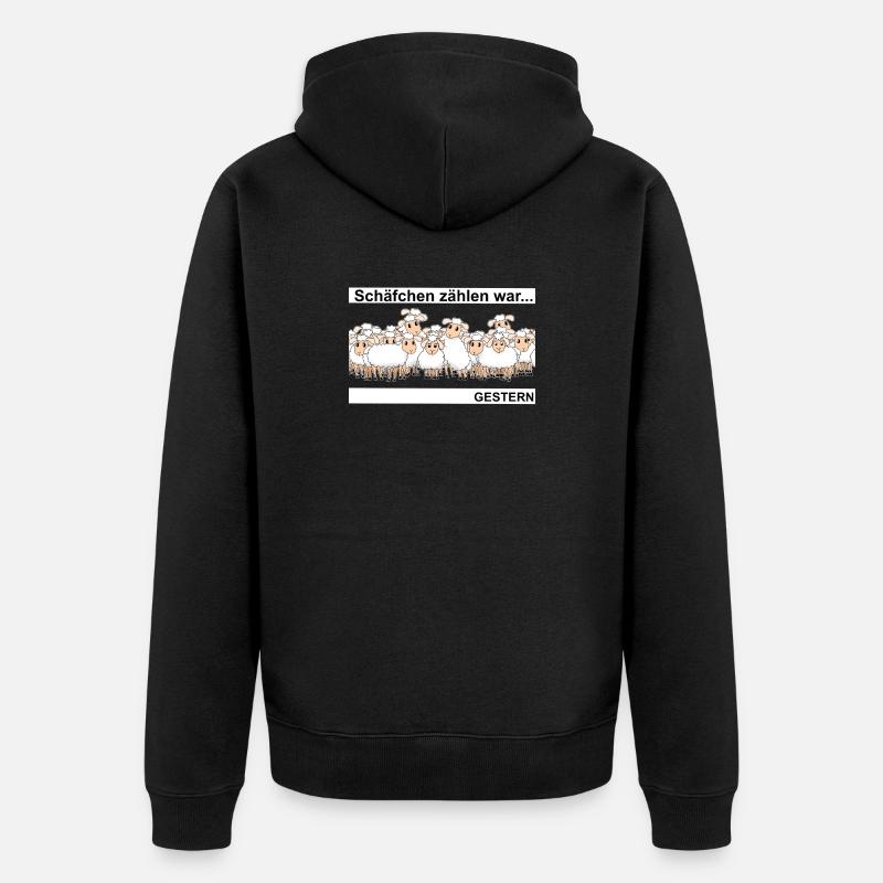Schäfchen zählen - Unisex Premium Bio Zip Hoodie - Schwarz