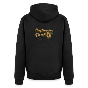 Beellionaire at Work - Unisex Premium Organic Zip Hoodie - black - Back - Nico (187cm)
