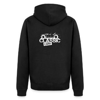 V8 Mucel Cars Classic Cars Engine Symbol Design - Unisex Premium Organic Zip Hoodie - black - Back - Nico (187cm)