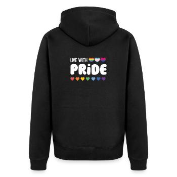 LGBTQ Pride Month - Live with Pride - Unisex Premium Organic Zip Hoodie - black - Back - Nico (187cm)