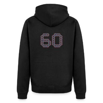 60. 60 YEARS. 60th ANNIVERSARY. 60TH BIRTHDAY. - Unisex Premium Organic Zip Hoodie - black - Back - Nico (187cm)