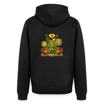 Lustiger Weihnachtsbaum Hühner - Unisex Premium Bio Zip Hoodie - Schwarz - Hinten - Nico (187cm)
