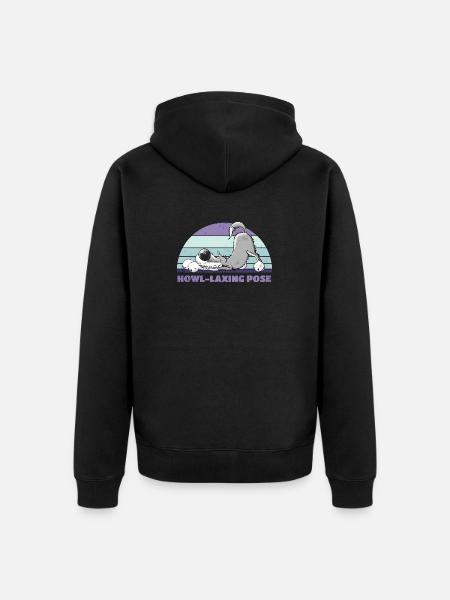 Wolf Yoga Howl-Laxing Pose - Unisex Premium Organic Zip Hoodie - black