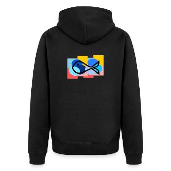 FISH. SARDINE. APRIL FOOL. SEA. OCEAN - Unisex Premium Organic Zip Hoodie - black - Back - Nico (187cm)