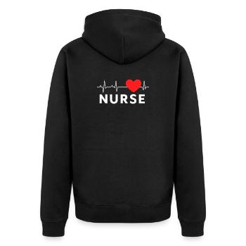 NURSE Heart ECG - Nurse Nurse - Unisex Premium Organic Zip Hoodie - black - Back - Nico (187cm)