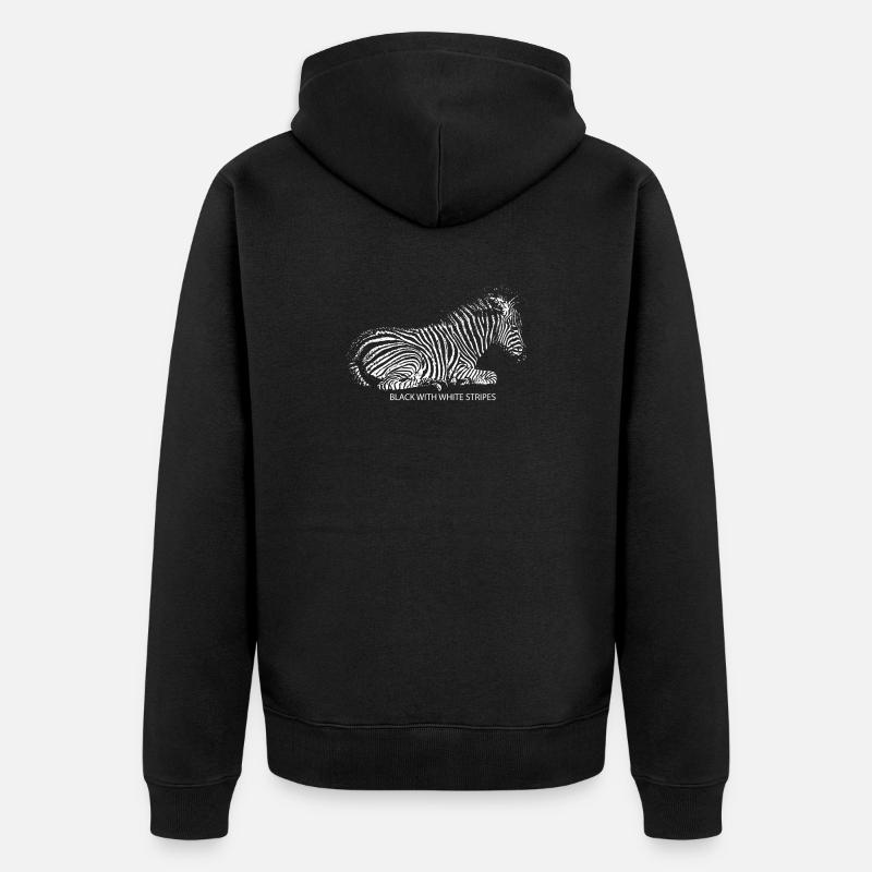 Noir avec rayures blanches - Veste à capuche bio Premium Unisexe - noir