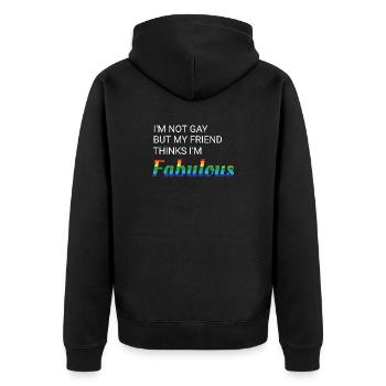 Freundschaft Stolz Regenbogen Design - Unisex Premium Bio Zip Hoodie - Schwarz - Hinten - Nico (187cm)
